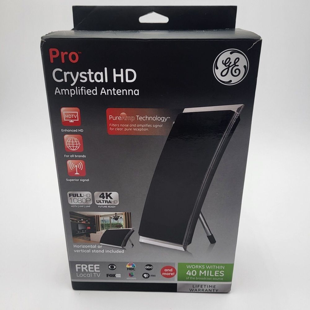 GE‎ Pro Crystal HD Amplified Indoor Antenna 1080P HDTV-VHF-UHF 4K Ultra